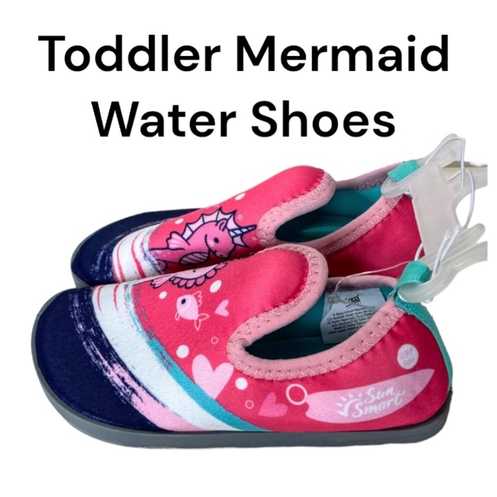 NWT Aqua Leisure Sun Smart Pink Seahorse Water Shoes Toddler Size Medium (7-8)